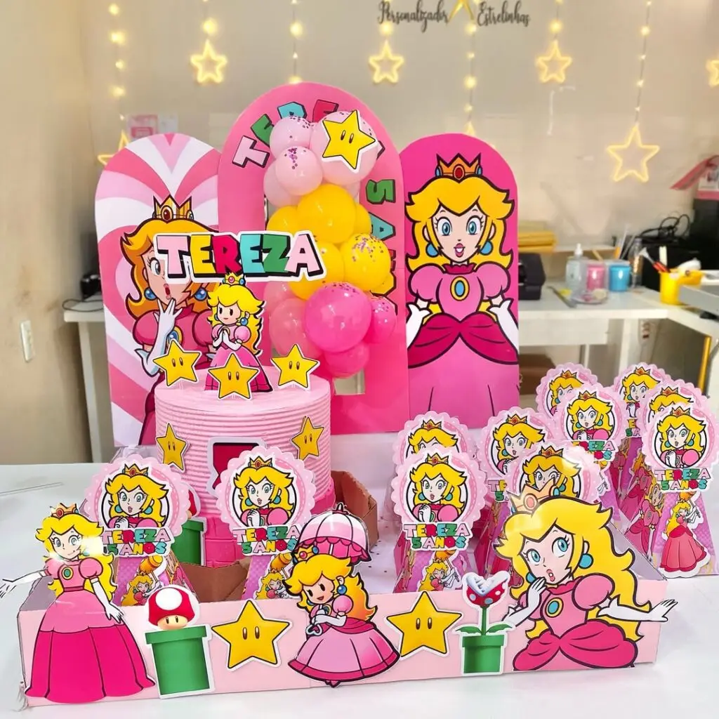 ✨ Festa na Caixa – Tema Princesa Peach 👑Um verdadeiro conto de fadas no Reino do Cogumelo! 💖A